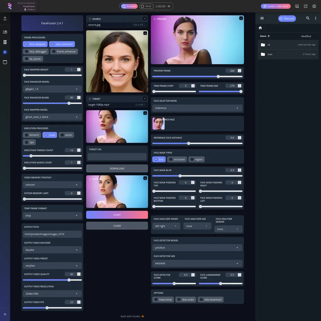 FaceFusion Purple Interface