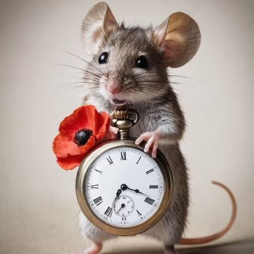 Mouse holding a clock