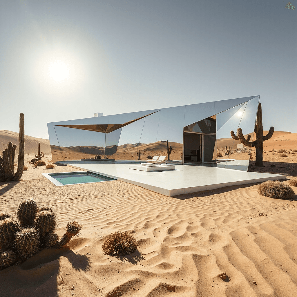 Futuristic pavilion in the desert