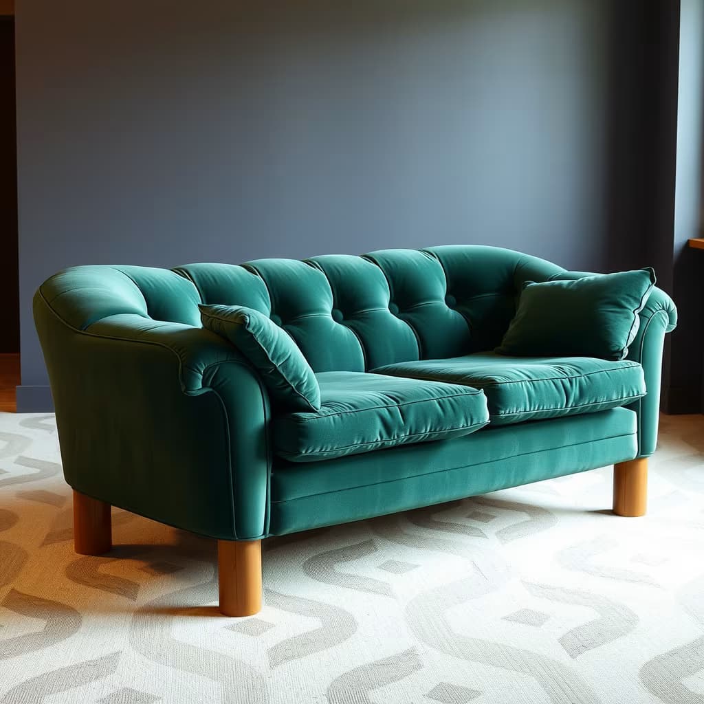 Green plush couch furniture design