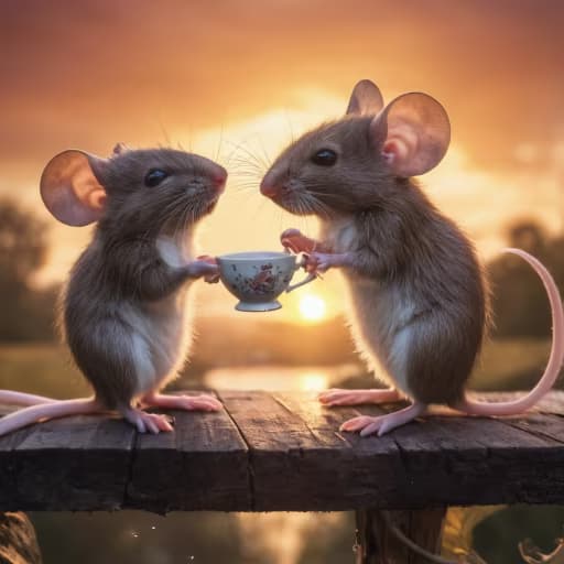 RunDiffusion Photo - Mice Drinking Tea
