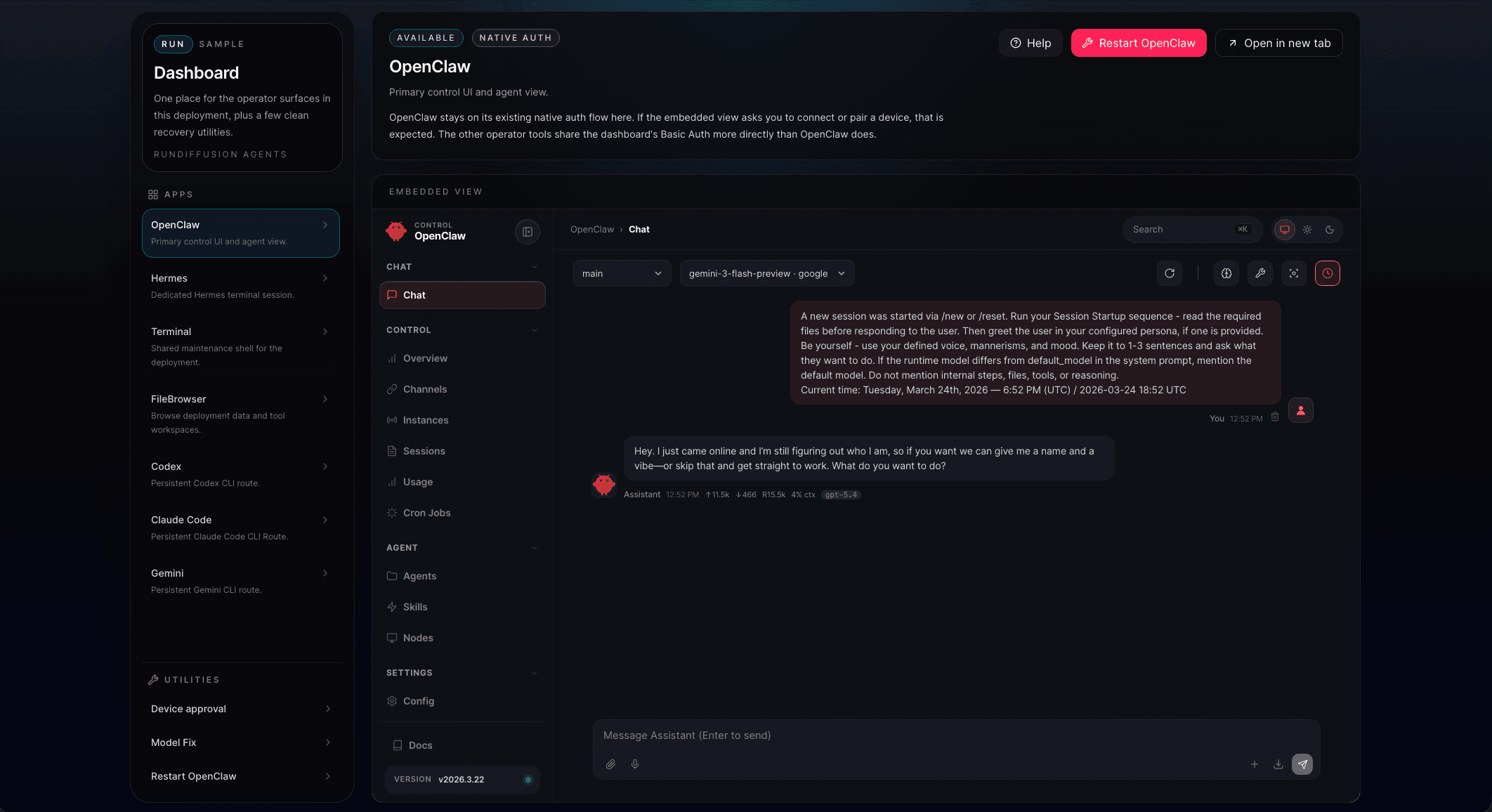 RunDiffusion Agents workspace OpenClaw